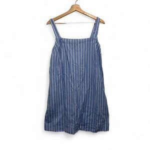 A New Day striped tank mini shift dress with pockets. Cotton linen blend.